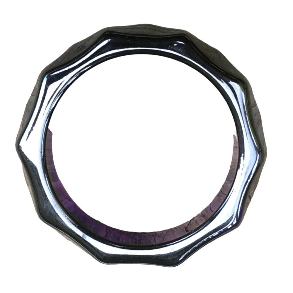 Chunky 1980s Dark Purple Faceted Lucite Bangle Bracelet Optic Effect Size Small/ - Picture 7 of 7